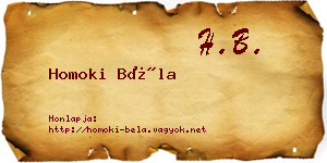 Homoki Béla névjegykártya
